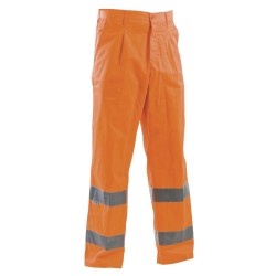 Pantaloni alta visibilità arancione giallo cotone misto poliestere DPI 2cat