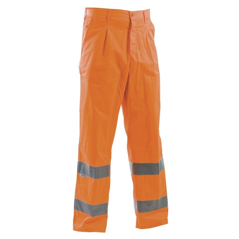 Pantaloni alta visibilità arancione giallo cotone misto poliestere DPI 2cat