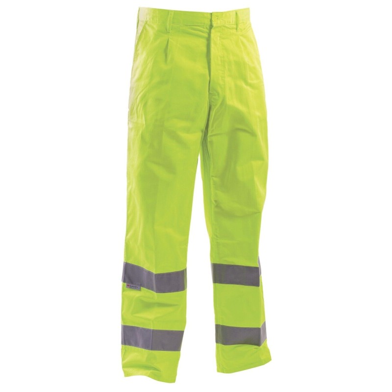 Pantaloni alta visibilità arancione giallo cotone misto poliestere DPI 2cat