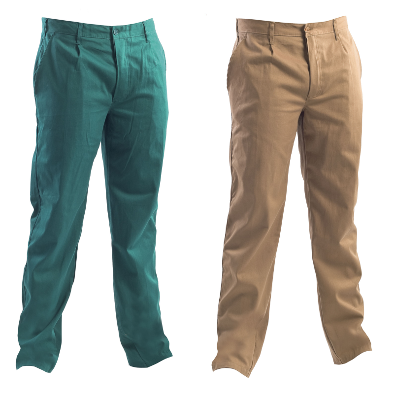 Pantaloni da lavoro in cotone massaua verde o beige dpi 1a cat