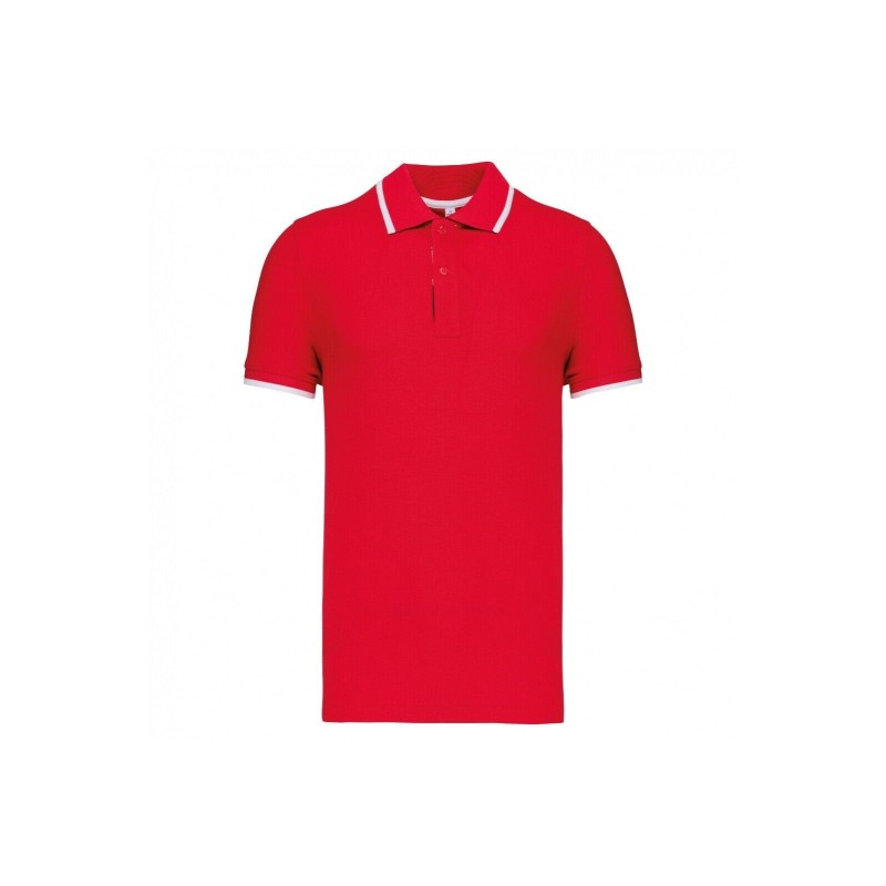 Polo cotone maniche corte PER BAMBINI colore rosso con inserti a contrasto